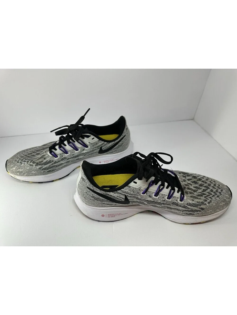 Nike Air Zoom Pegasus 36 AQ2203-104 White Black Purple Mesh Men's Sneaker